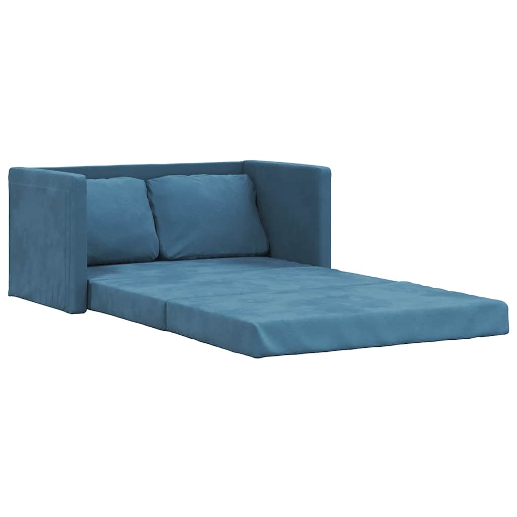 vidaXL Καναπές-Κρεβάτι Δαπέδου 2 σε 1 Μπλε 122x204x55 εκ. Βελούδινος