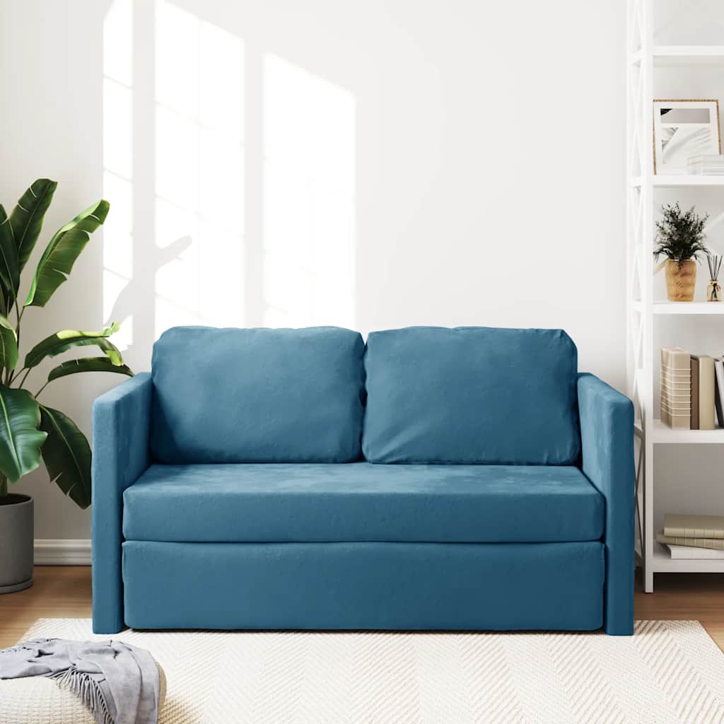 vidaXL Καναπές-Κρεβάτι Δαπέδου 2 σε 1 Μπλε 122x204x55 εκ. Βελούδινος