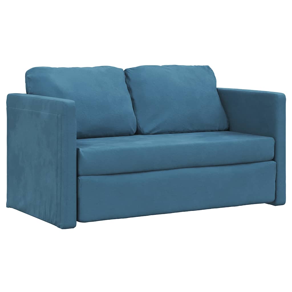 vidaXL Καναπές-Κρεβάτι Δαπέδου 2 σε 1 Μπλε 122x204x55 εκ. Βελούδινος