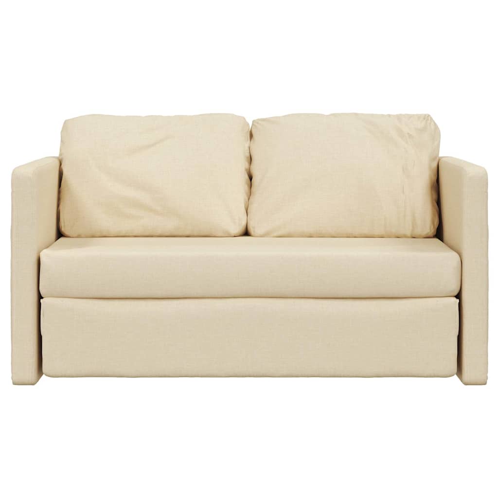 vidaXL Καναπές-Κρεβάτι Δαπέδου 2 σε 1 Κρεμ 112x174x55 εκ. Ύφασμα