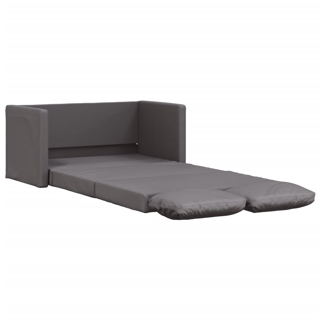 vidaXL Καναπές-Κρεβάτι Δαπέδου 2 σε 1 Γκρι 112x174x55 εκ. Συνθ. Δέρμα