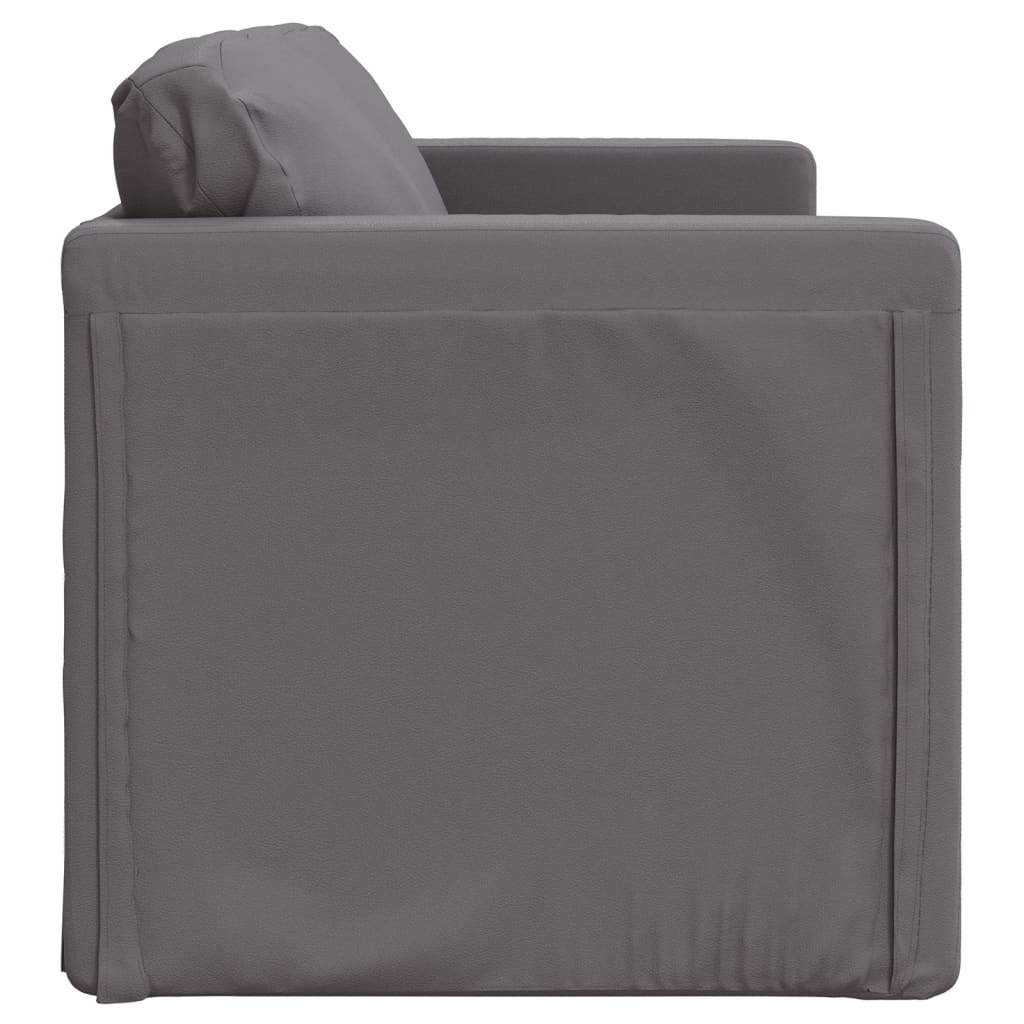 vidaXL Καναπές-Κρεβάτι Δαπέδου 2 σε 1 Γκρι 112x174x55 εκ. Συνθ. Δέρμα