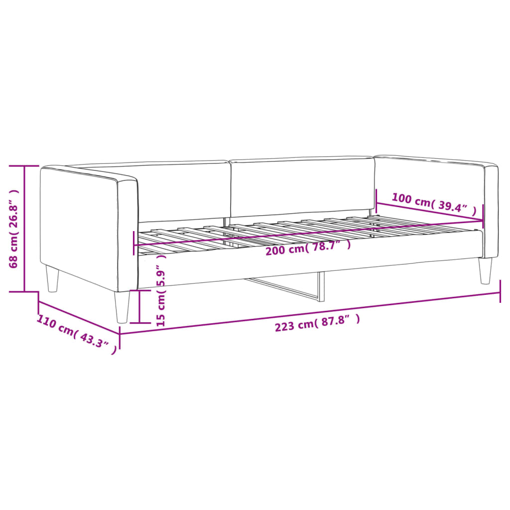 vidaXL Καναπές Κρεβάτι Σκούρο Γκρι 100x200 εκ. Υφασμάτινος