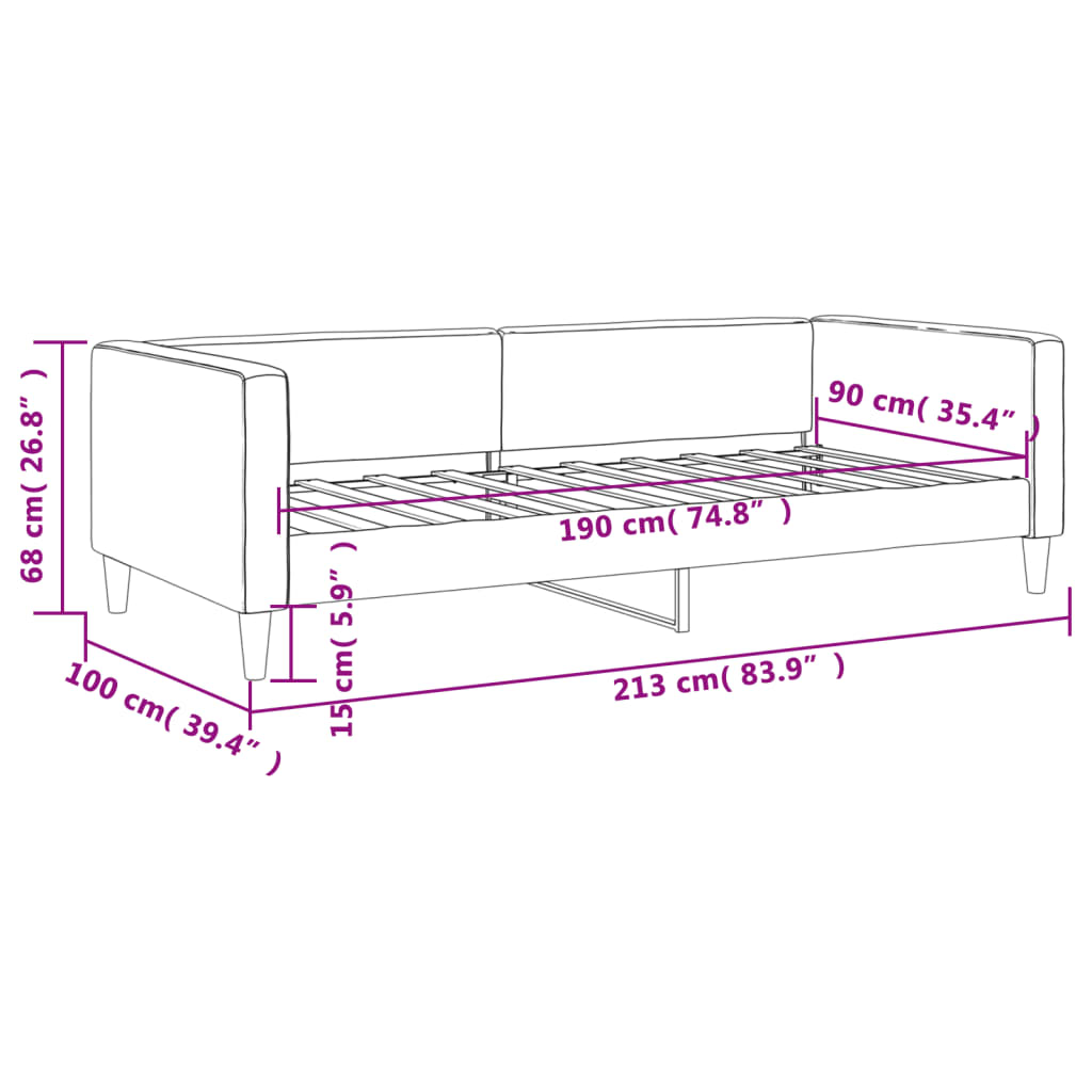 vidaXL Καναπές Κρεβάτι Σκούρο Γκρι 90 x 190 εκ. Υφασμάτινος