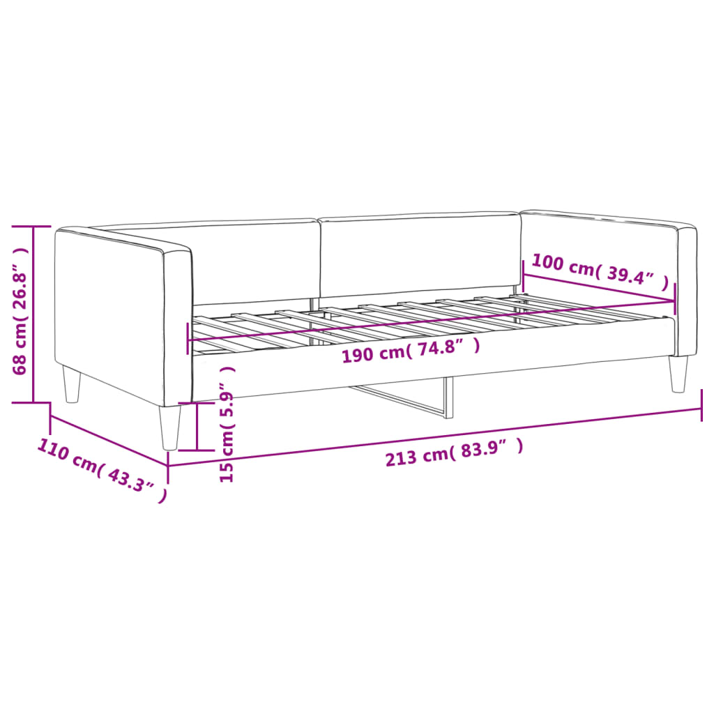 vidaXL Καναπές Κρεβάτι Ανοιχτό Γκρι 100x190 εκ. Υφασμάτινος