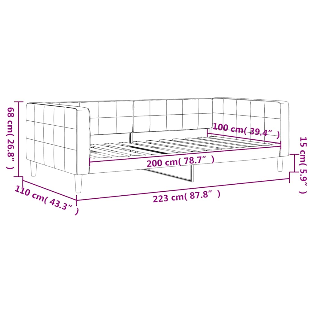 vidaXL Καναπές Κρεβάτι Κίτρινος 100 x 200 εκ. Βελούδινος