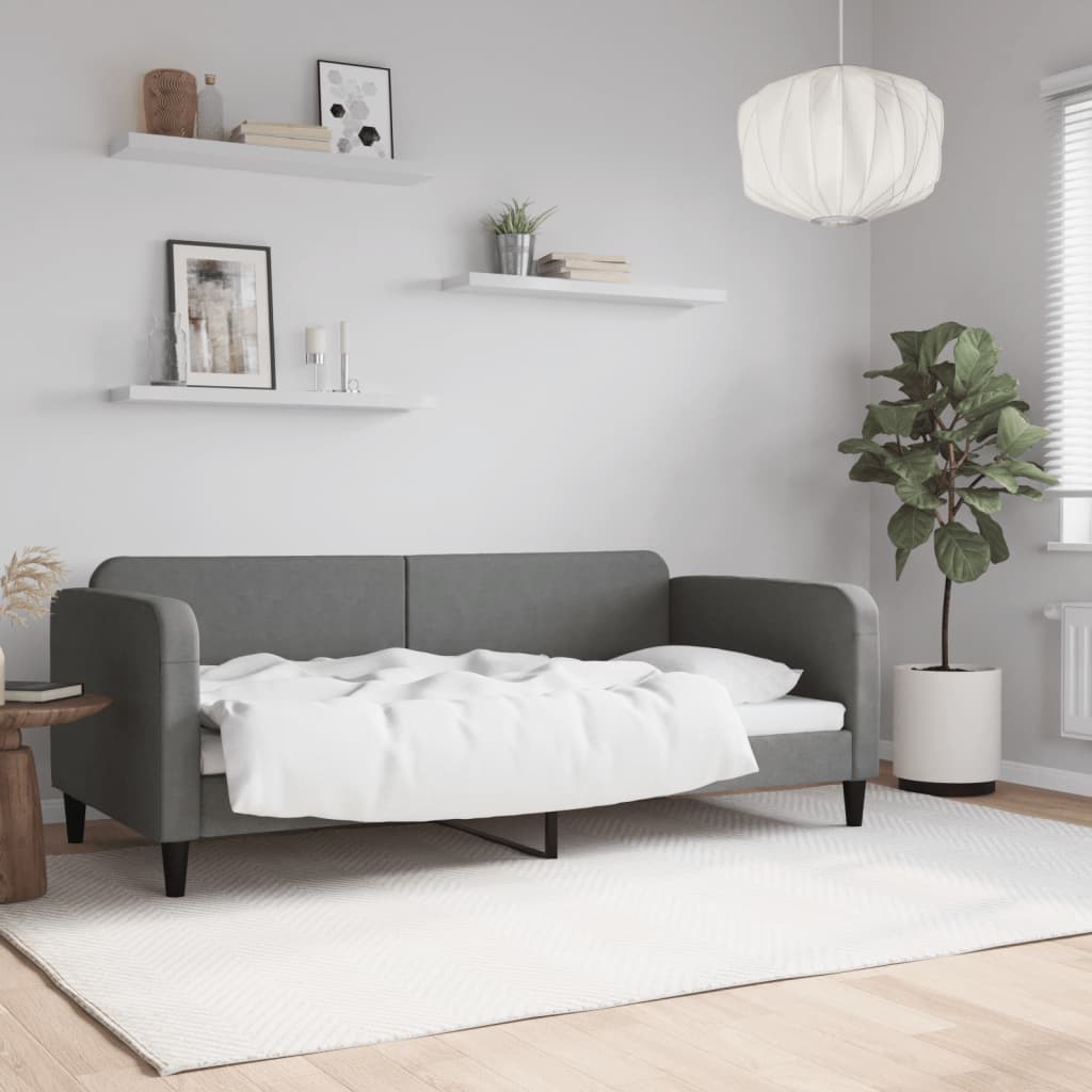 vidaXL Καναπές Κρεβάτι Σκούρο Γκρι 90 x 190 εκ. Υφασμάτινος