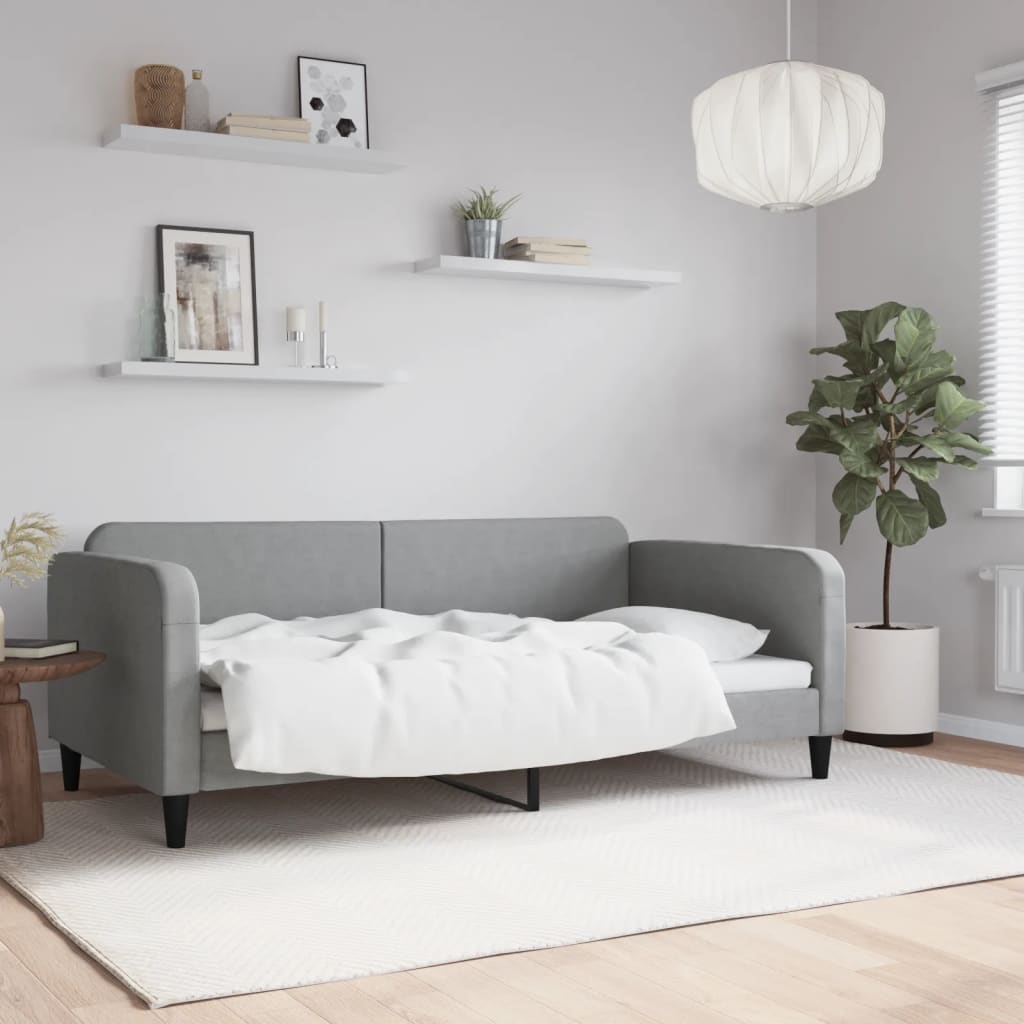 vidaXL Καναπές Κρεβάτι Ανοιχτό Γκρι 100x190 εκ. Υφασμάτινος