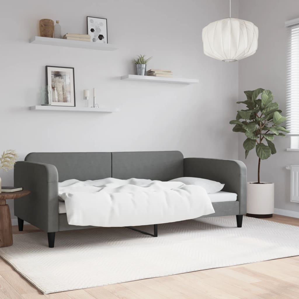 vidaXL Καναπές Κρεβάτι Σκούρο Γκρι 100x190 εκ. Υφασμάτινος