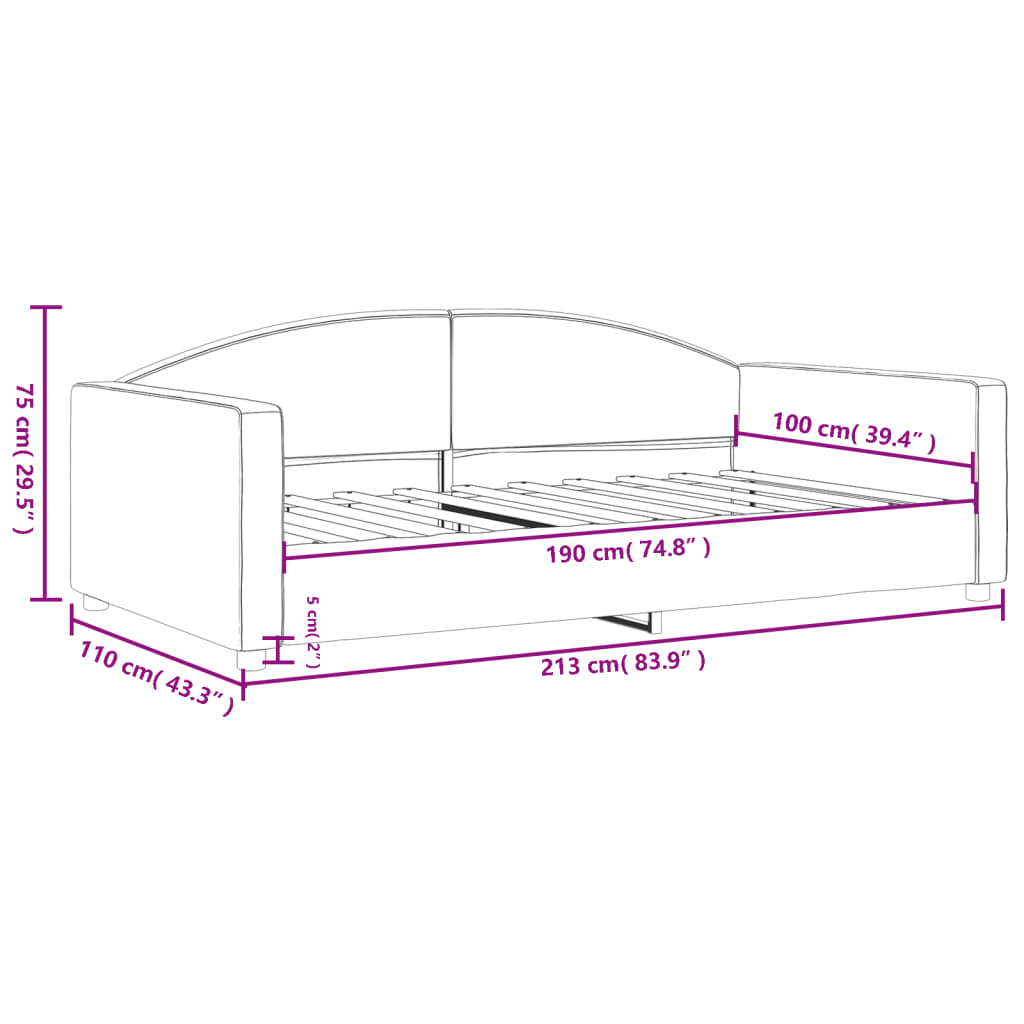 vidaXL Καναπές Κρεβάτι Σκούρο Γκρι 100x190 εκ. Υφασμάτινος