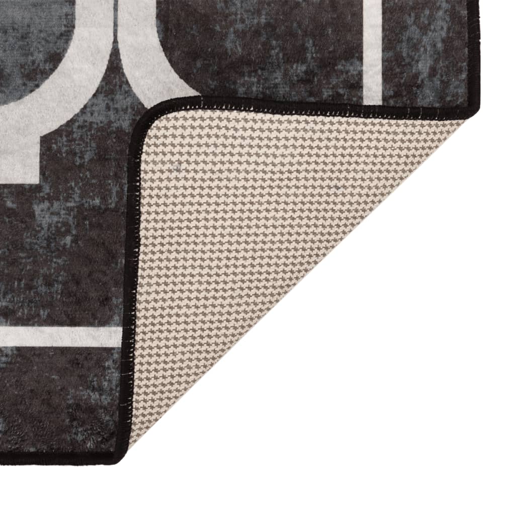 vidaXL Χαλί Πλενόμενο Αντιολισθητικό Μαύρο και Λευκό 80x150 εκ.