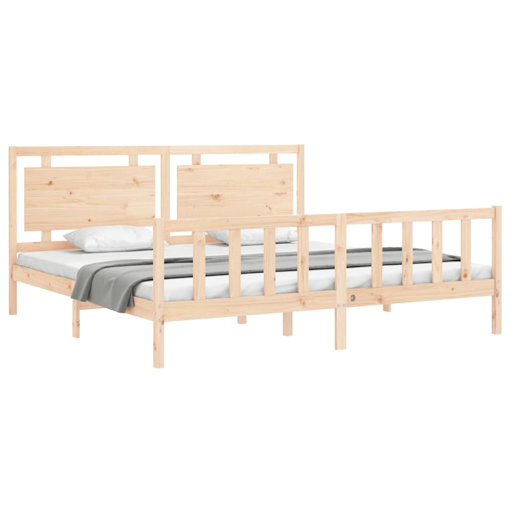 vidaXL Πλαίσιο Κρεβατιού με Κεφαλάρι 180x200 εκ. από Μασίφ Ξύλο