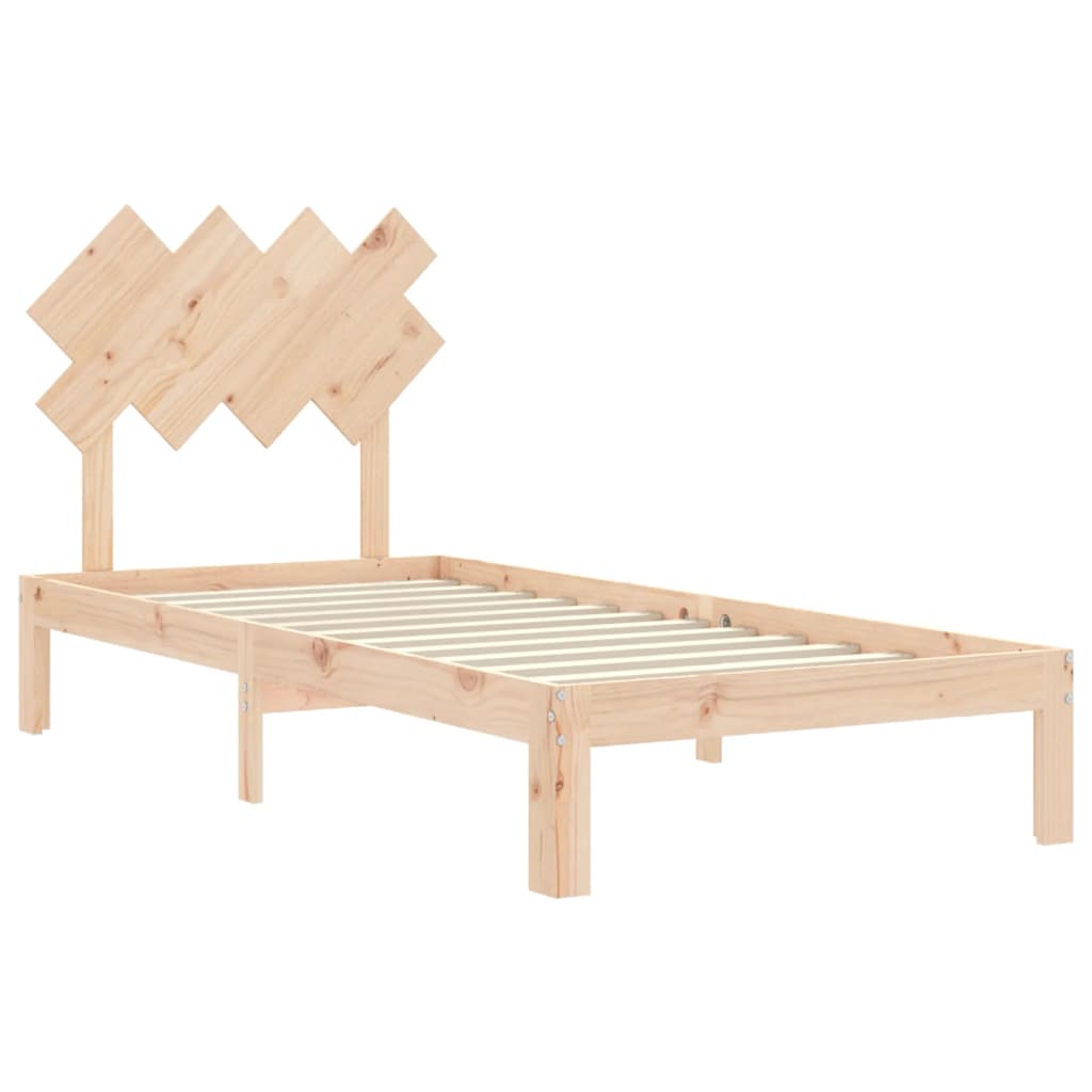 vidaXL Πλαίσιο Κρεβατιού με Κεφαλάρι από Μασίφ Ξύλο Single