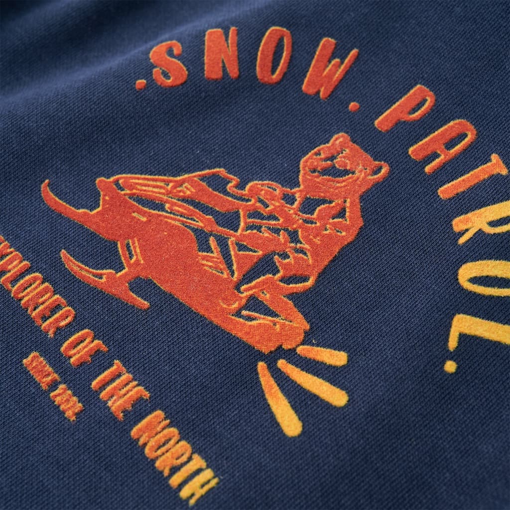 Φούτερ Παιδικό με Κουκούλα Ναυτικό Μπλε Μελανζέ & Πορτοκαλί 140