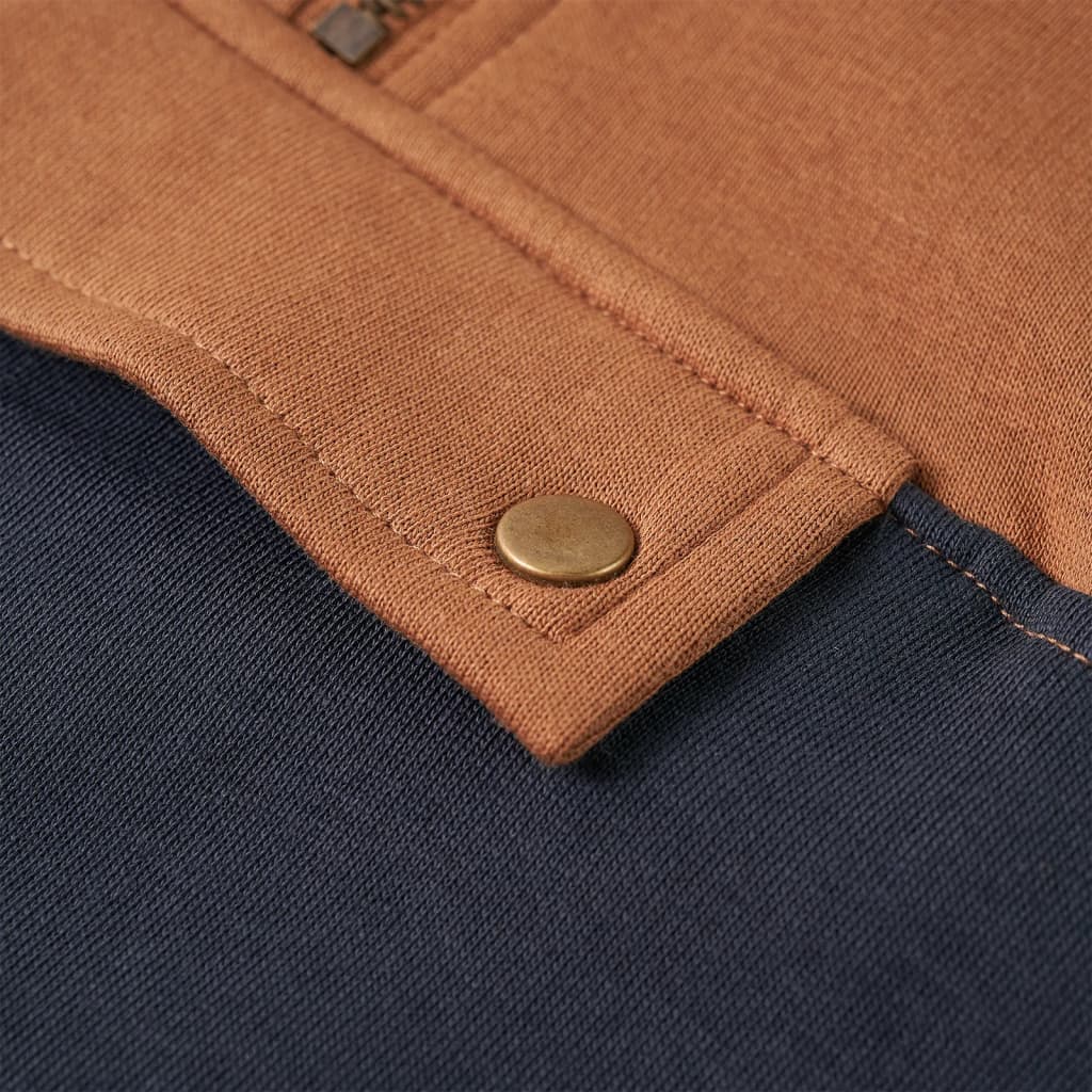 Φούτερ Παιδικό με Κουκούλα και Μισό Φερμουάρ Ανθρακί και Κονιάκ 104