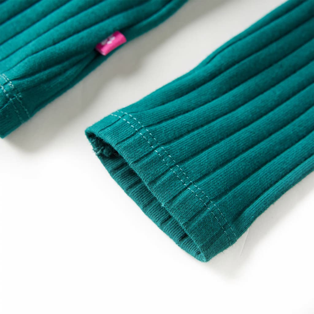 Μπλουζάκι Παιδικό Μακρυμάνικο Πλέξη Ριμπ Σκούρο Πράσινο 140