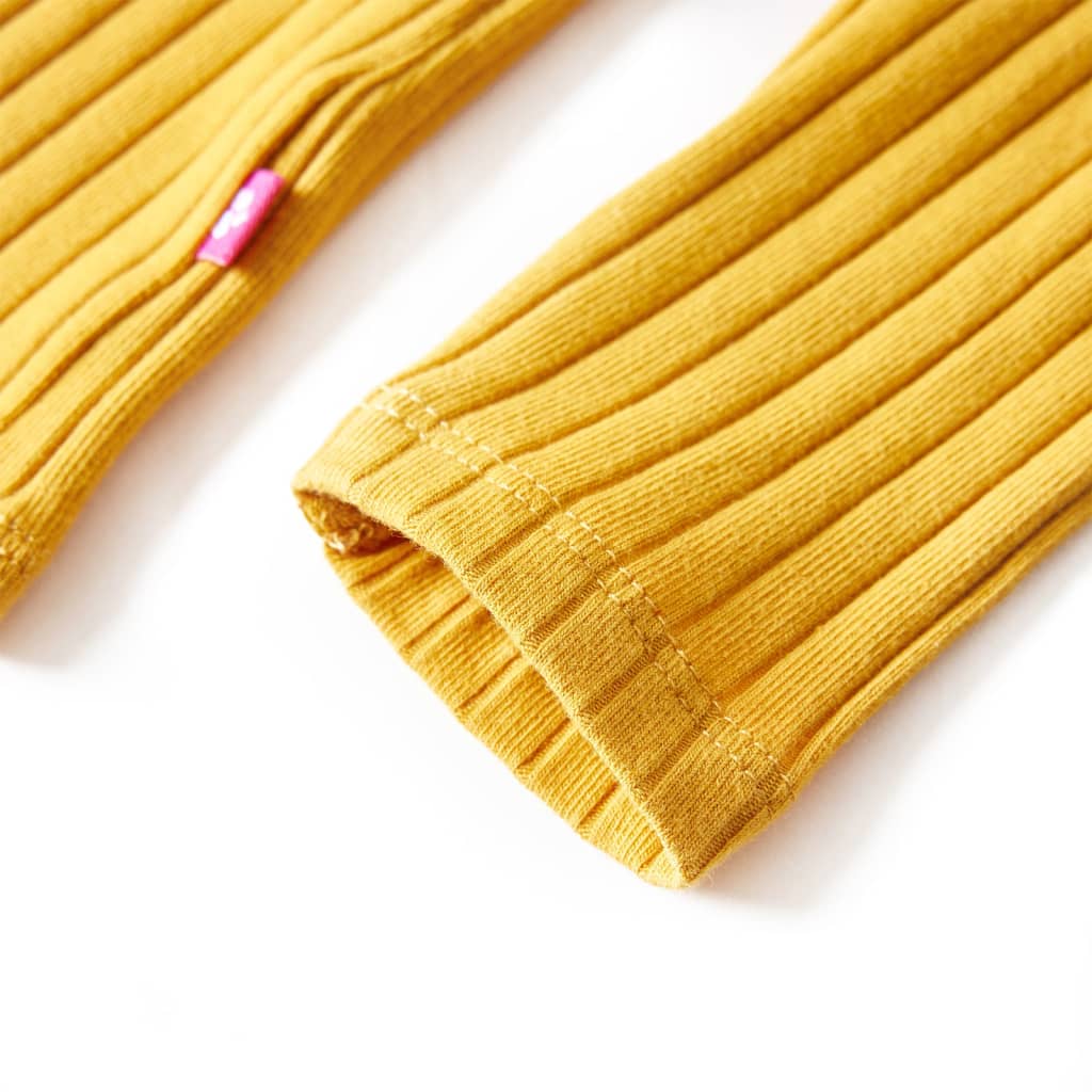 Μπλουζάκι Παιδικό Μακρυμάνικο Πλέξη Ριμπ Χρώμα Σκούρα Ώχρα 92