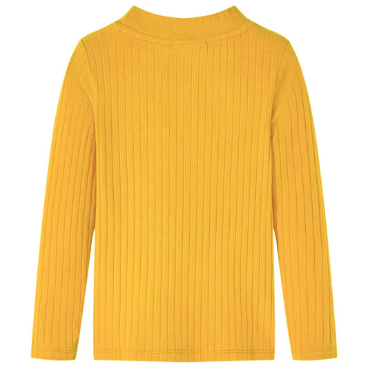 Μπλουζάκι Παιδικό Μακρυμάνικο Πλέξη Ριμπ Χρώμα Σκούρα Ώχρα 104