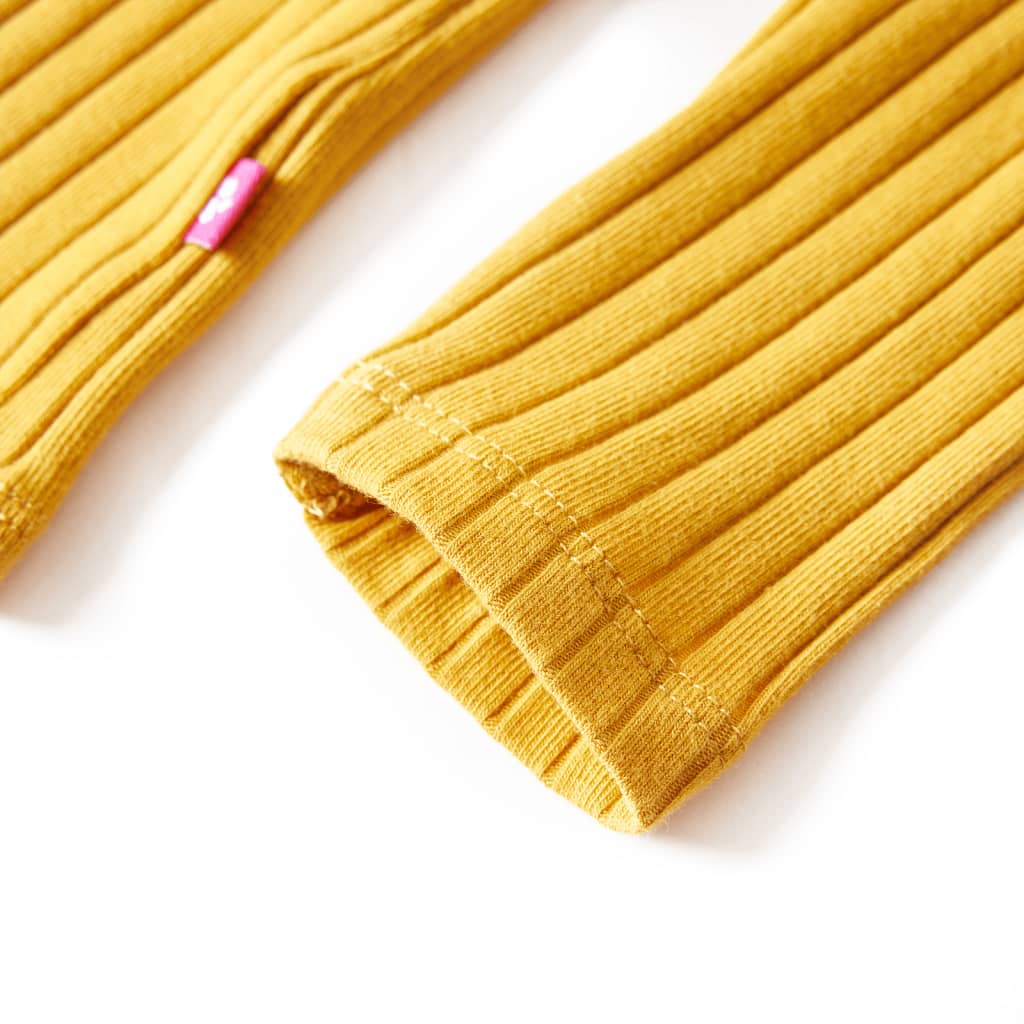 Μπλουζάκι Παιδικό Μακρυμάνικο Πλέξη Ριμπ Χρώμα Σκούρα Ώχρα 116