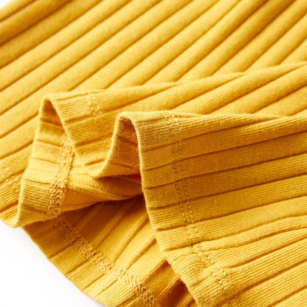 Μπλουζάκι Παιδικό Μακρυμάνικο Πλέξη Ριμπ Χρώμα Σκούρα Ώχρα 140