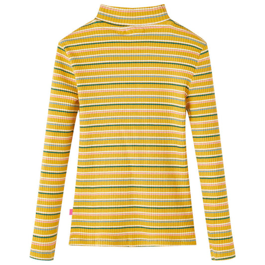 Μπλουζάκι Παιδικό Μακρυμάνικο με Χαμηλό Ζιβάγκο και Ριγές Ώχρα 116