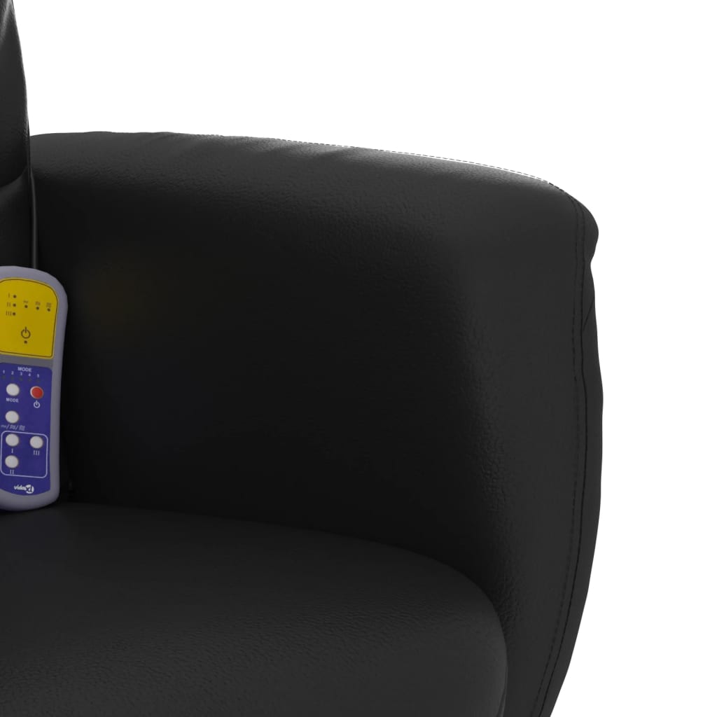vidaXL Πολυθρόνα Μασάζ Ανακλινόμενη Μαύρη Συνθετικό Δέρμα & Υποπόδιο