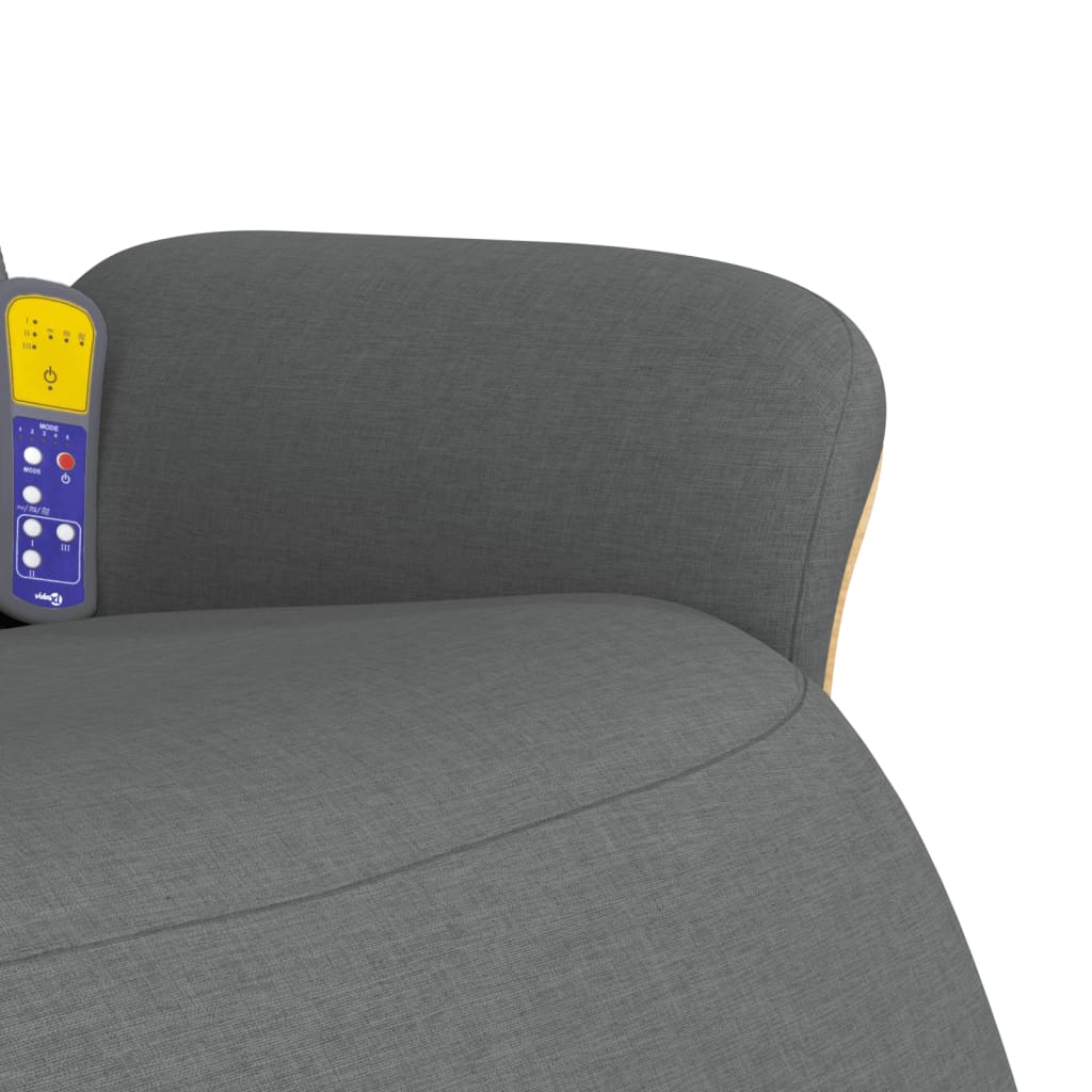 vidaXL Πολυθρόνα Μασάζ Ανακλινόμενη με Υποπόδιο Σκούρο Γκρι Υφασμάτινη