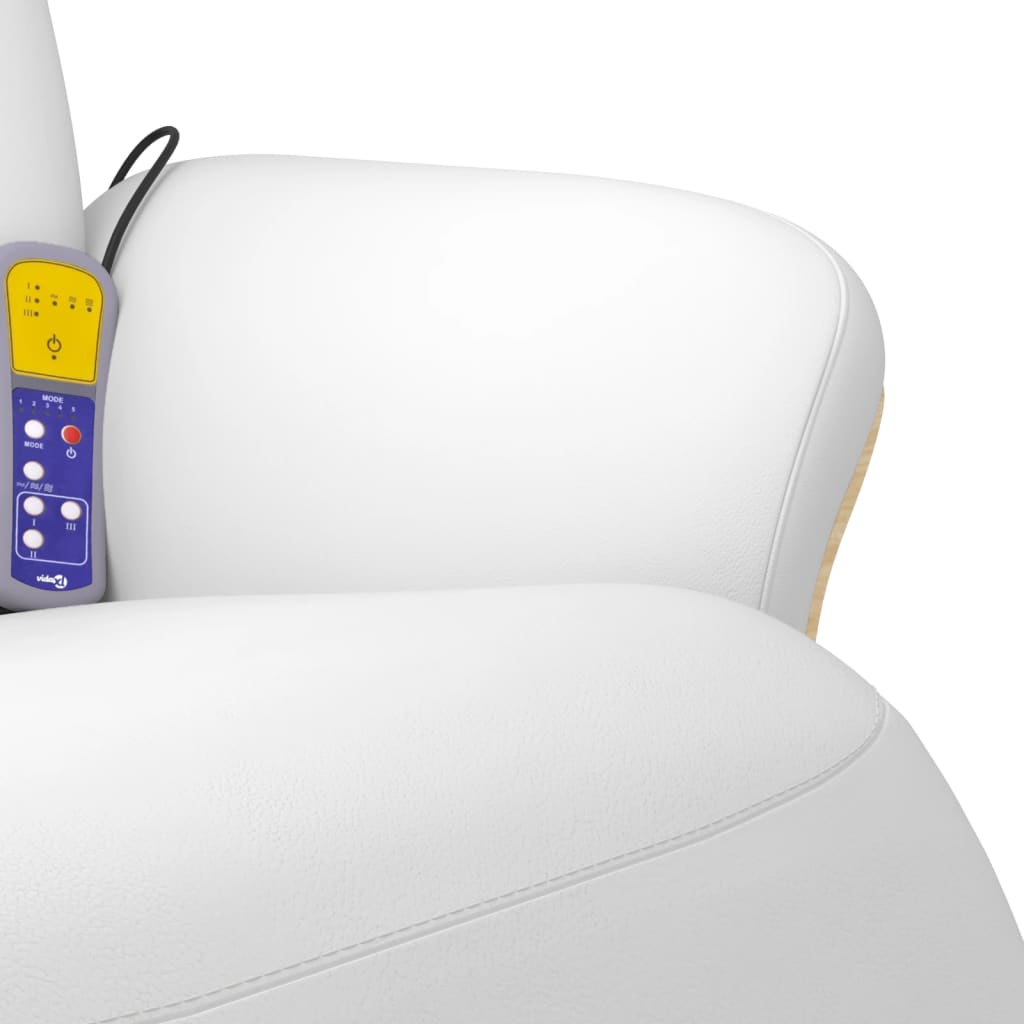 vidaXL Πολυθρόνα Μασάζ Ανακλινόμενη με Υποπόδιο Λευκή Συνθετικό Δέρμα