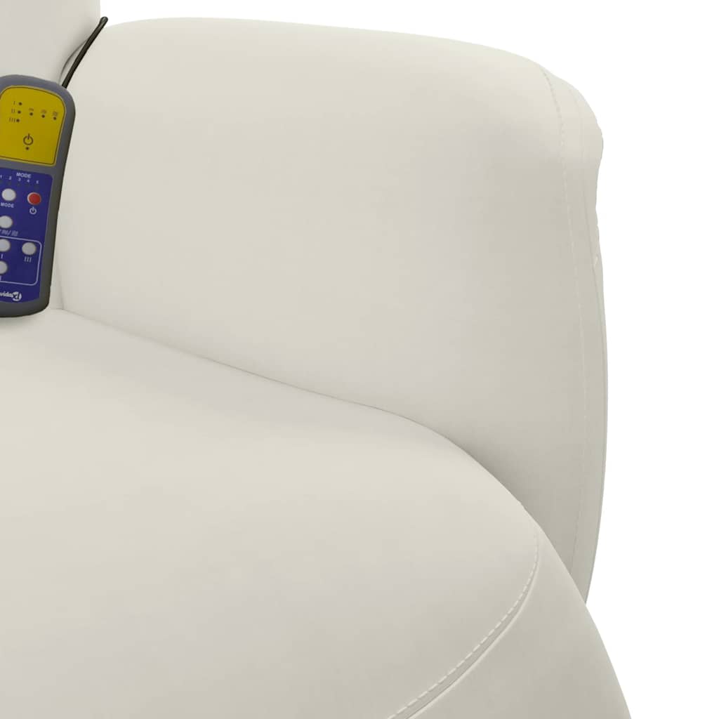 vidaXL Πολυθρόνα Μασάζ Ανακλινόμενη με Υποπόδιο Κρεμ Βελούδινη