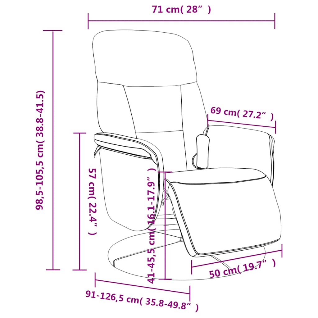 vidaXL Πολυθρόνα Μασάζ Ανακλινόμενη με Υποπόδιο Κρεμ Βελούδινη