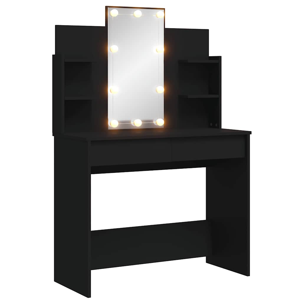 vidaXL Μπουντουάρ με LED Φώτα Μαύρο 96x40x142 εκ.