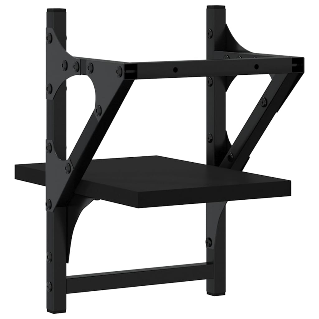 vidaXL Ράφια Τοίχου με Μπάρα 2 τεμ. Μαύρα 20 x 25 x 30 εκ.