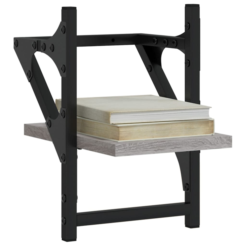 vidaXL Ράφια Τοίχου με Μπάρα 2 τεμ. Γκρι Sonoma 20x25x30 εκ.