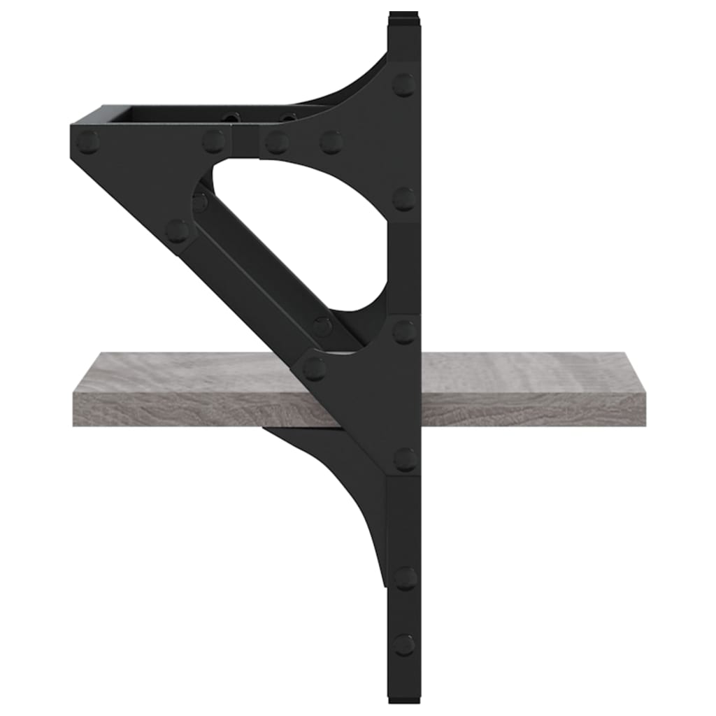 vidaXL Ράφια Τοίχου με Μπάρα 2 τεμ. Γκρι Sonoma 20x25x30 εκ.