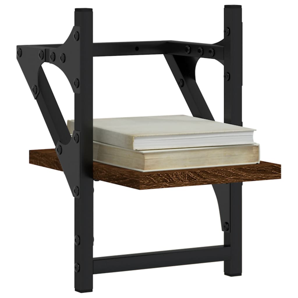 vidaXL Ράφια Τοίχου με Μπάρα 2 τεμ. Καφέ Δρυς 20x25x30 εκ.