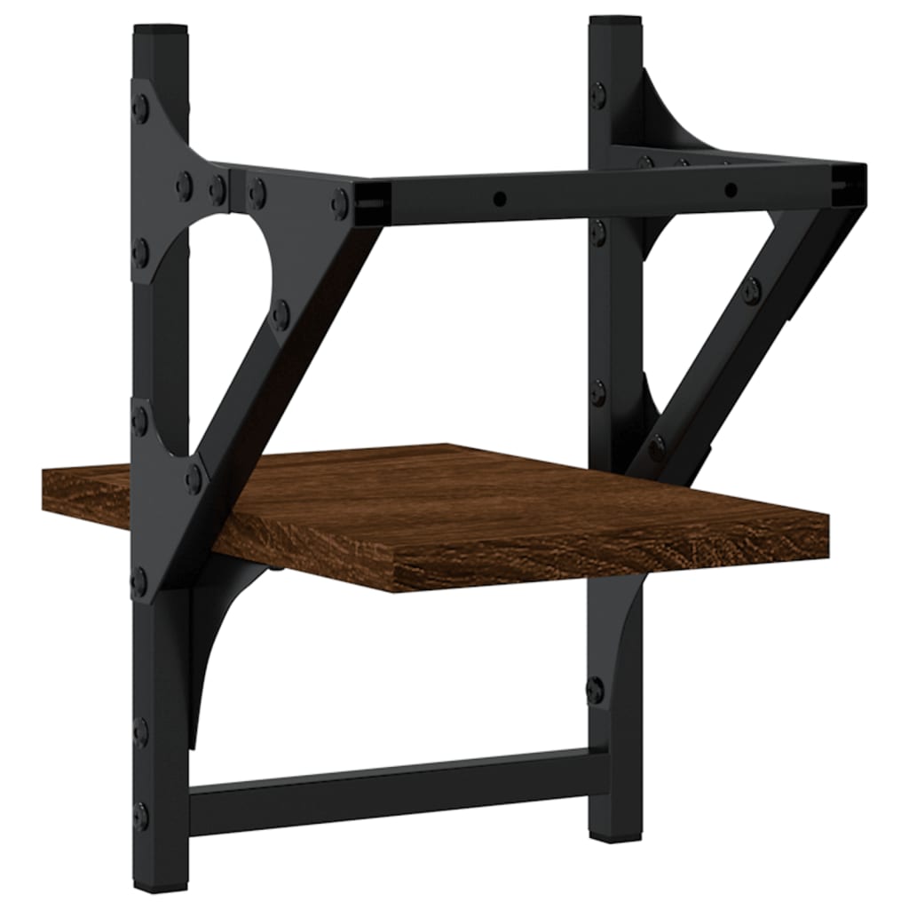 vidaXL Ράφια Τοίχου με Μπάρα 2 τεμ. Καφέ Δρυς 20x25x30 εκ.