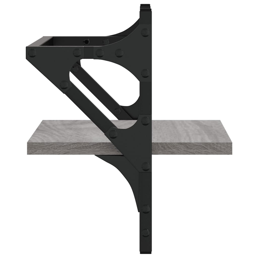 vidaXL Ράφια Τοίχου με Μπάρα 2 τεμ. Γκρι Sonoma 30x25x30 εκ.