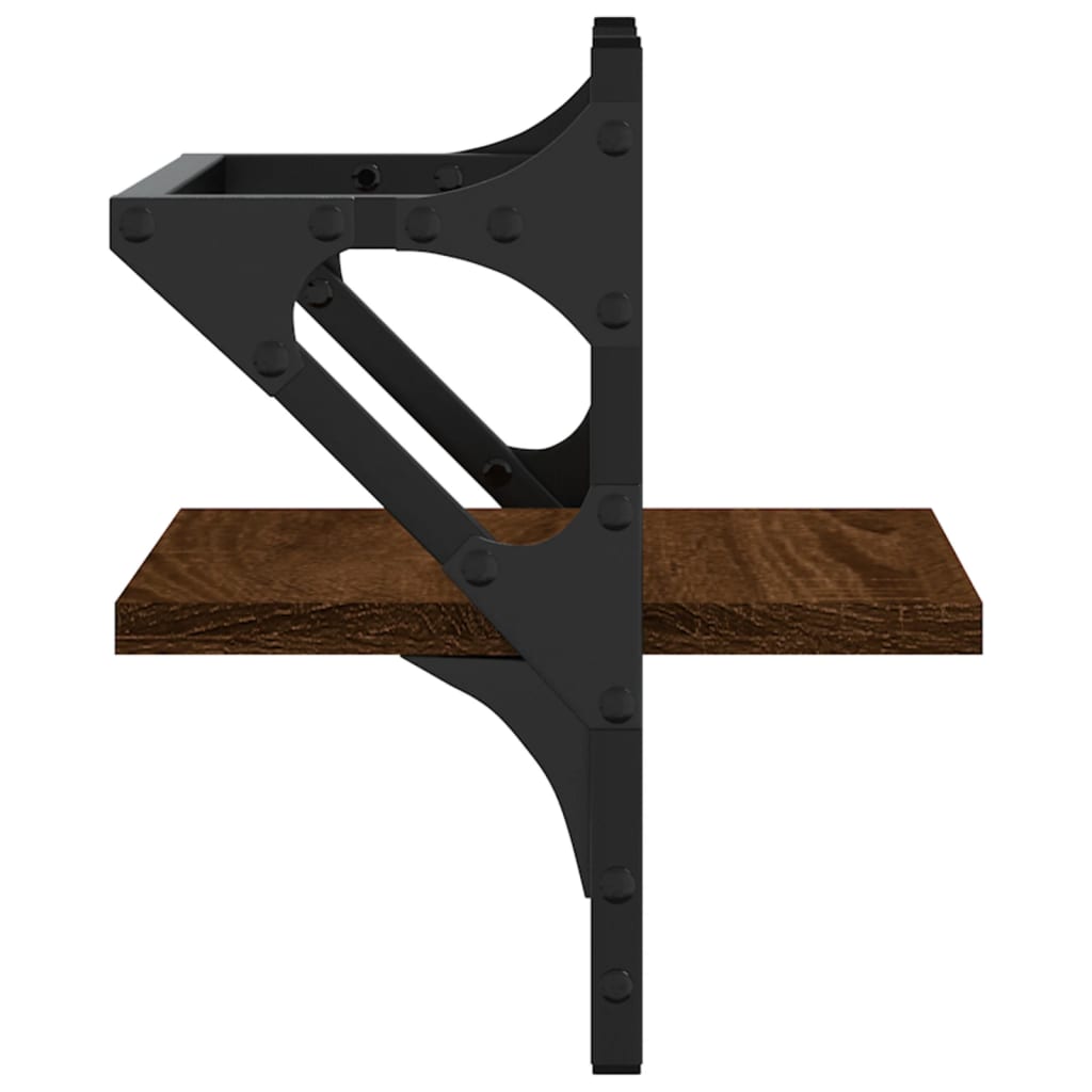 vidaXL Ράφια Τοίχου με Μπάρα 2 τεμ. Καφέ Δρυς 30x25x30 εκ.