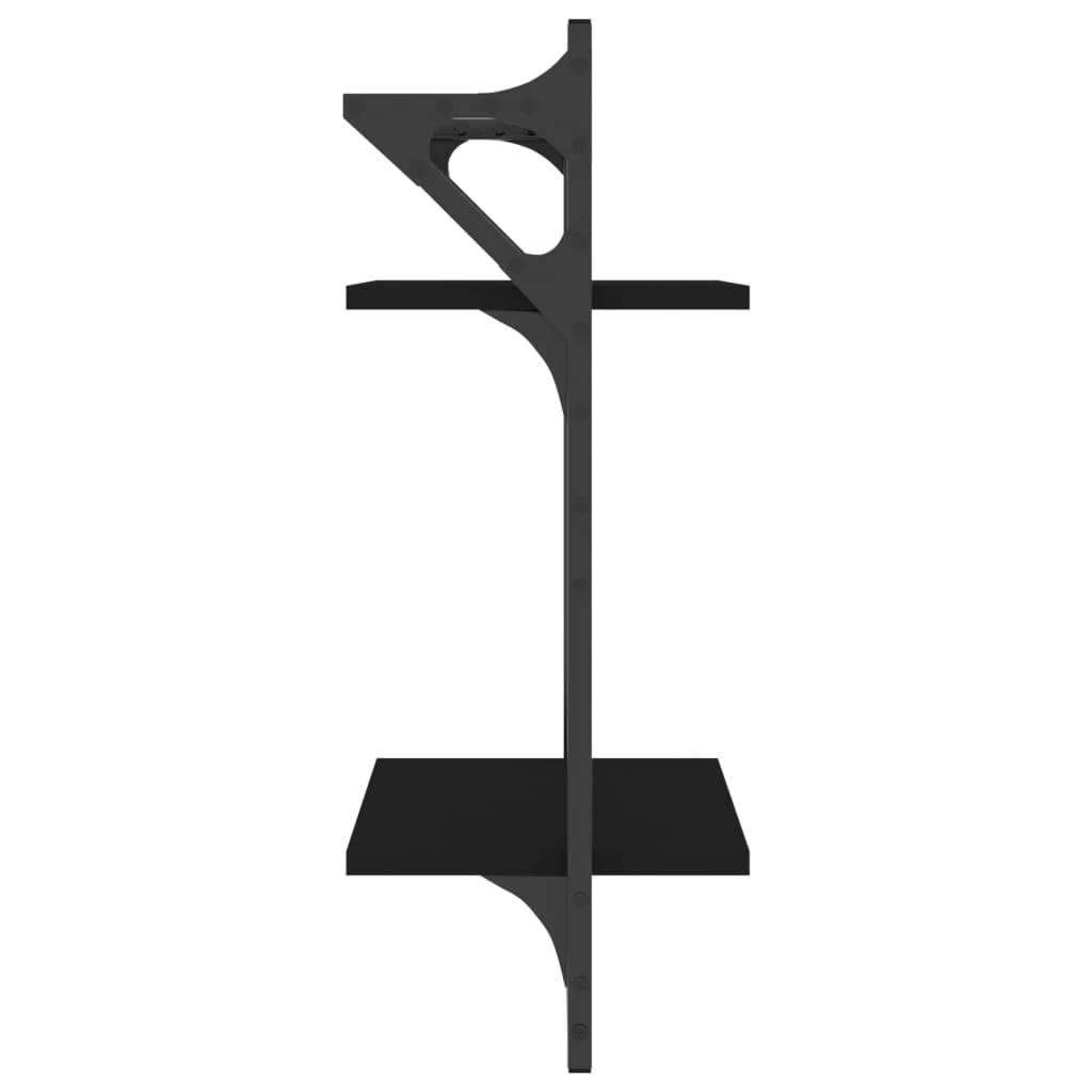 vidaXL Ράφια Τοίχου με Μπάρα 2 τεμ. Μαύρα 30 x 25 x 65 εκ.