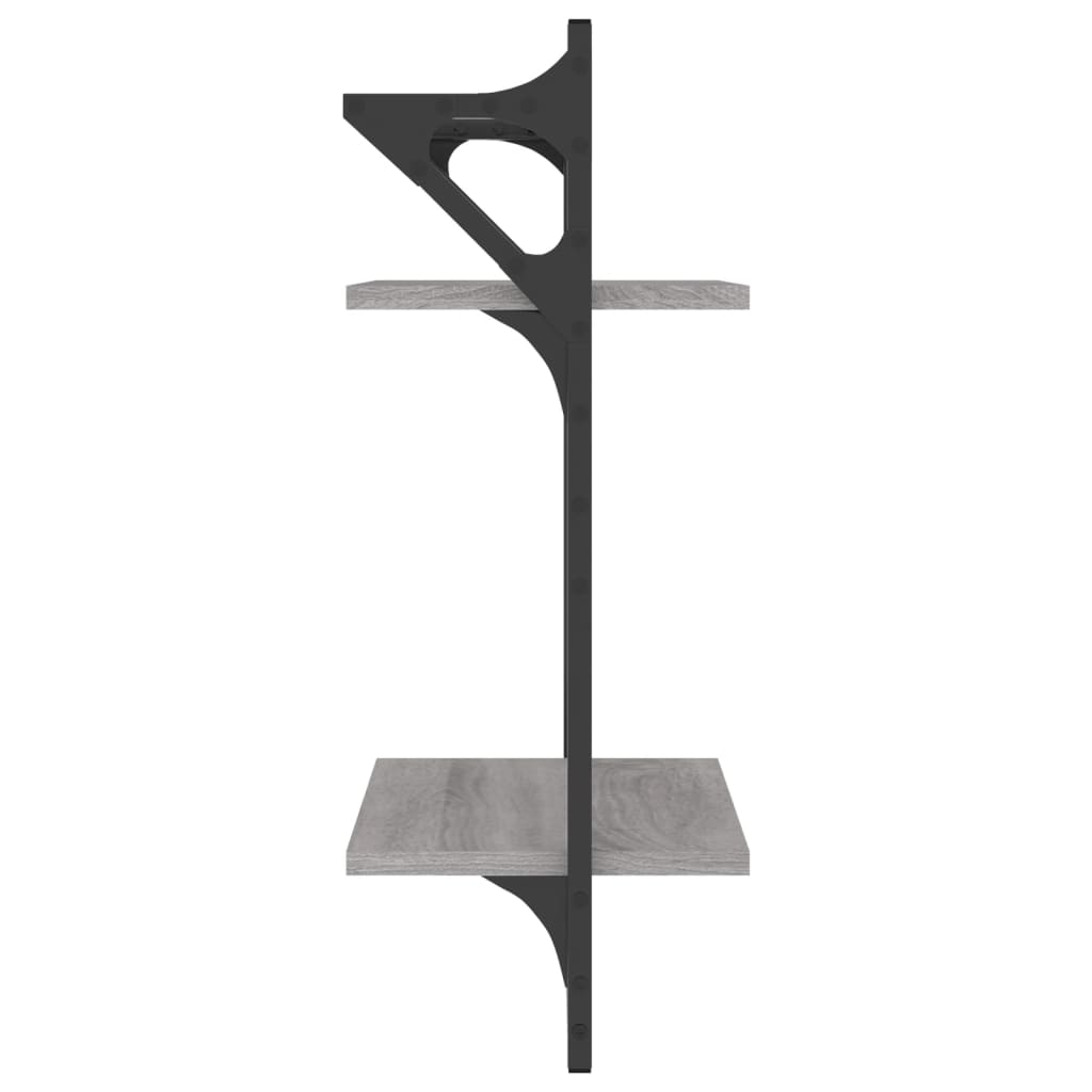 vidaXL Ράφια Τοίχου με Μπάρα 2 τεμ. Γκρι Sonoma 30 x 25 x 65 εκ.