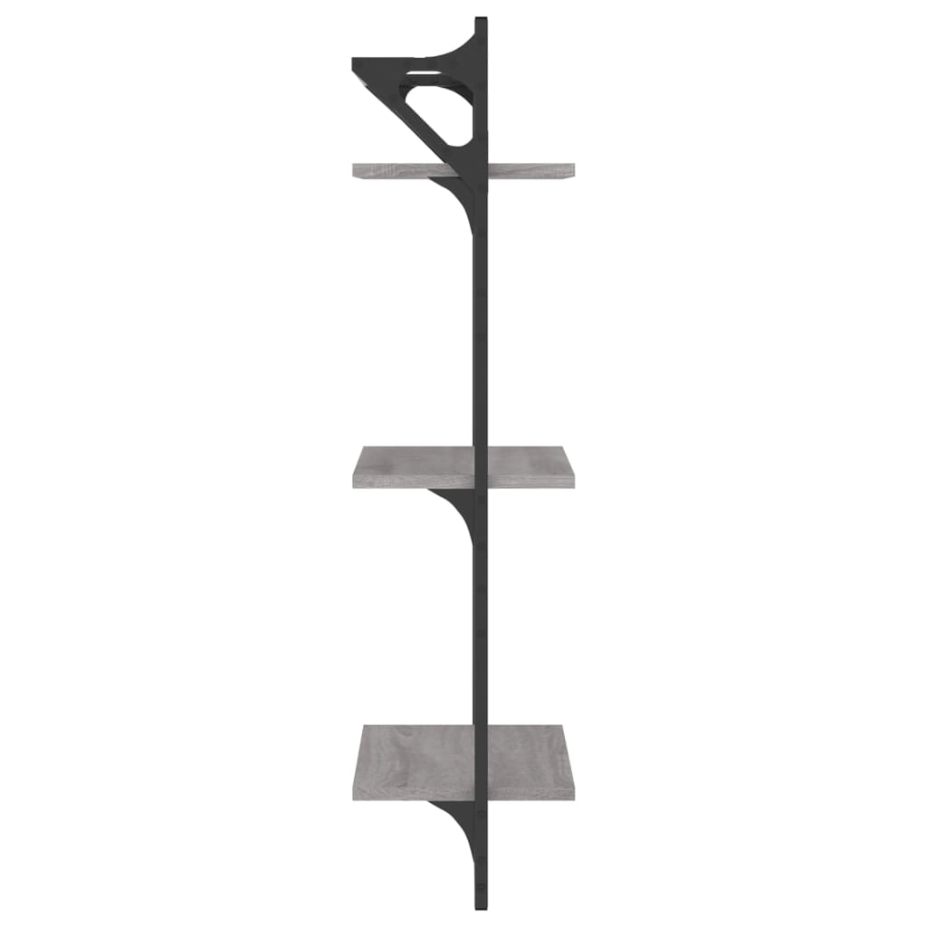 vidaXL Ράφια Τοίχου 3 Επιπέδων με Μπάρα 2τεμ. Γκρι Sonoma 30x25x100εκ.