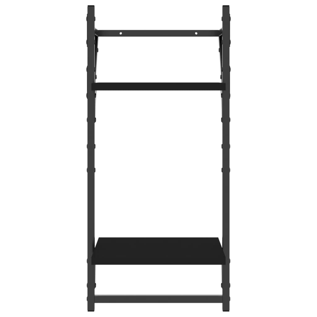 vidaXL Ράφια Τοίχου Σετ 4 τεμ. με Μπάρες Μαύρα από Επεξεργασμένο ξύλο