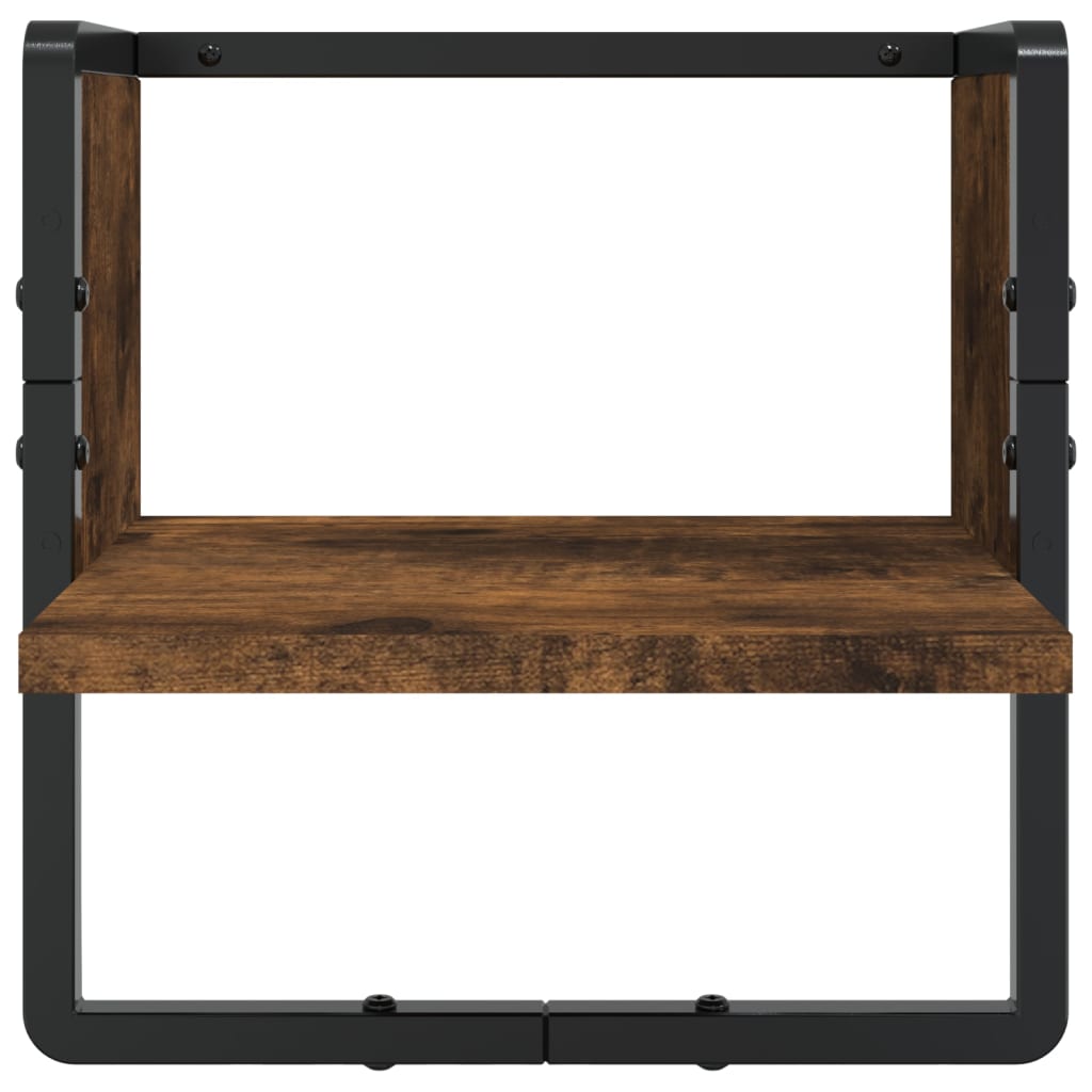 vidaXL Ράφια Τοίχου Σετ 6 τεμ. με Μπάρες Καπνιστή Δρυς Επεξεργ. ξύλο