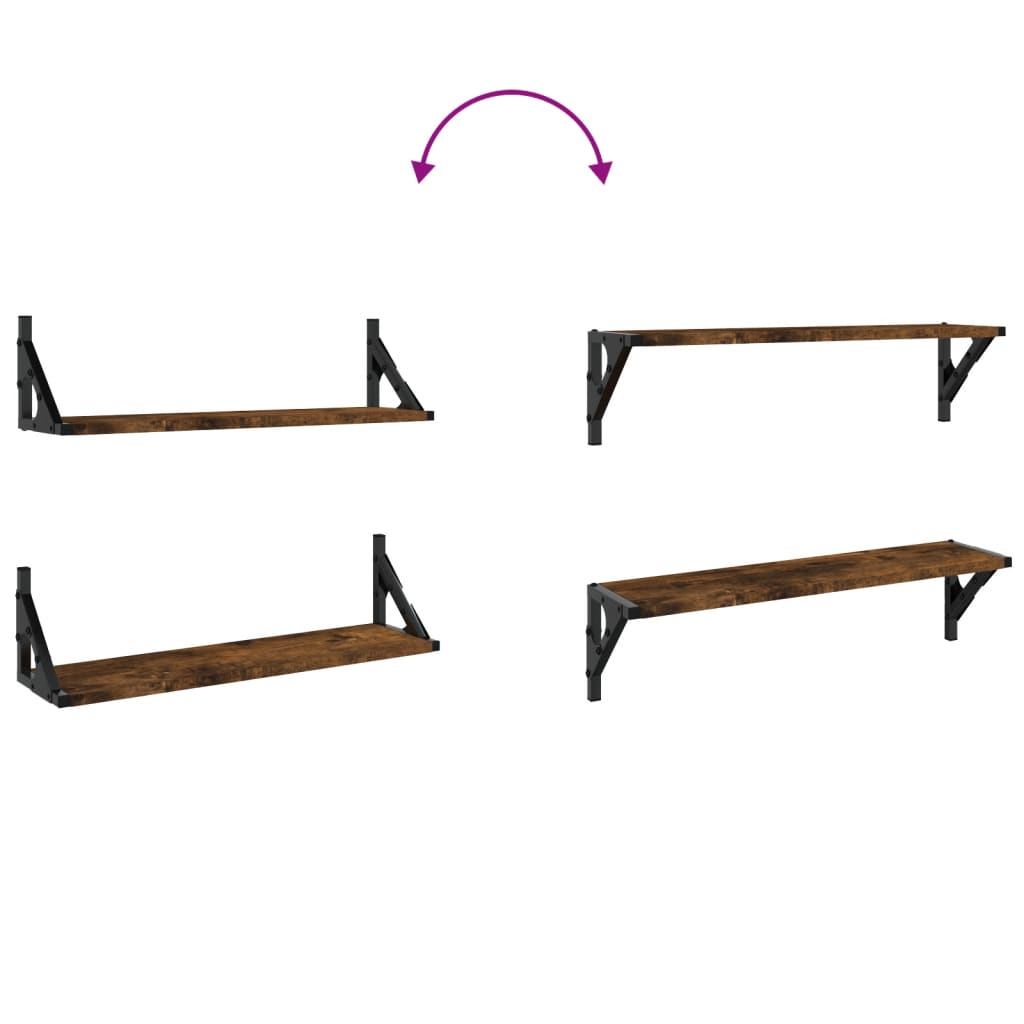 vidaXL Ράφια Τοίχου 2 τεμ. Καπνιστή Δρυς 60 x 15 x 15,5 εκ.