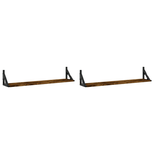 vidaXL Ραφιέρες Τοίχου 2 τεμ. Καπνιστή Δρυς 80x15x15,5 εκ. Επεξ. Ξύλο