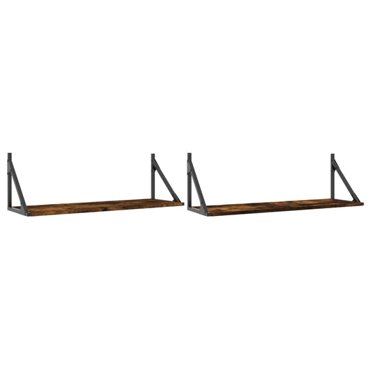 vidaXL Ραφιέρες Τοίχου 2 τεμ. Καπνιστή Δρυς 80x25x25,5 εκ. Επεξ. Ξύλο