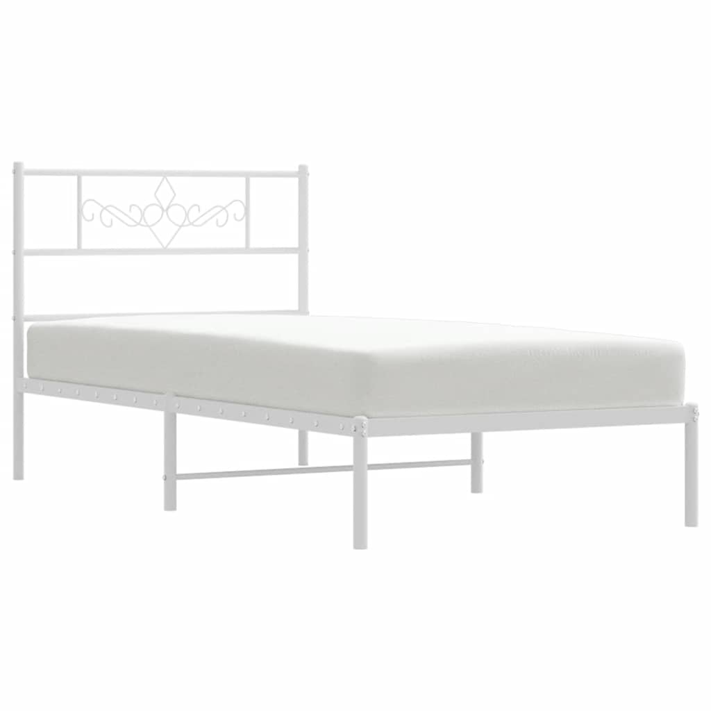 vidaXL Πλαίσιο Κρεβατιού με Κεφαλάρι Λευκό 100x190 εκ. Μεταλλικό
