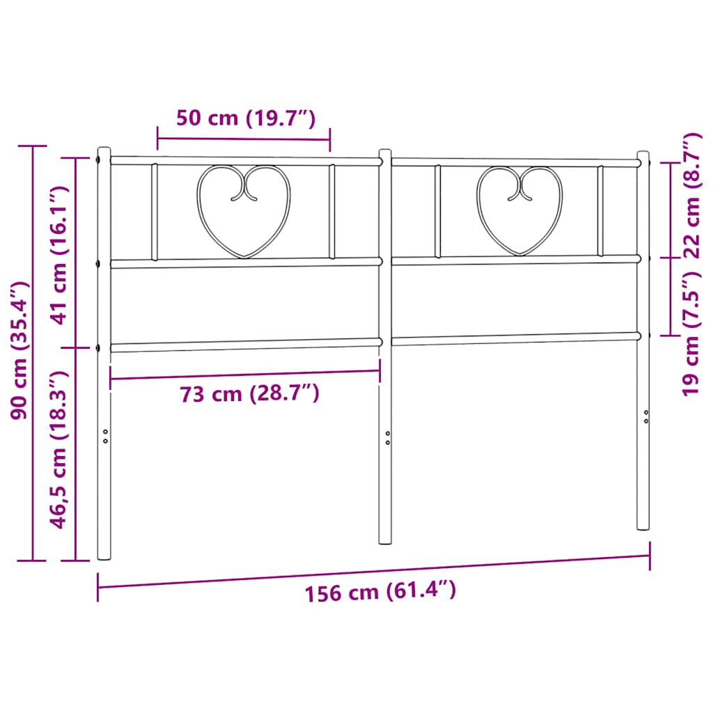 vidaXL Ανταλλακτικό κεφαλάρι Μαύρο 150 εκ. Μεταλλικό