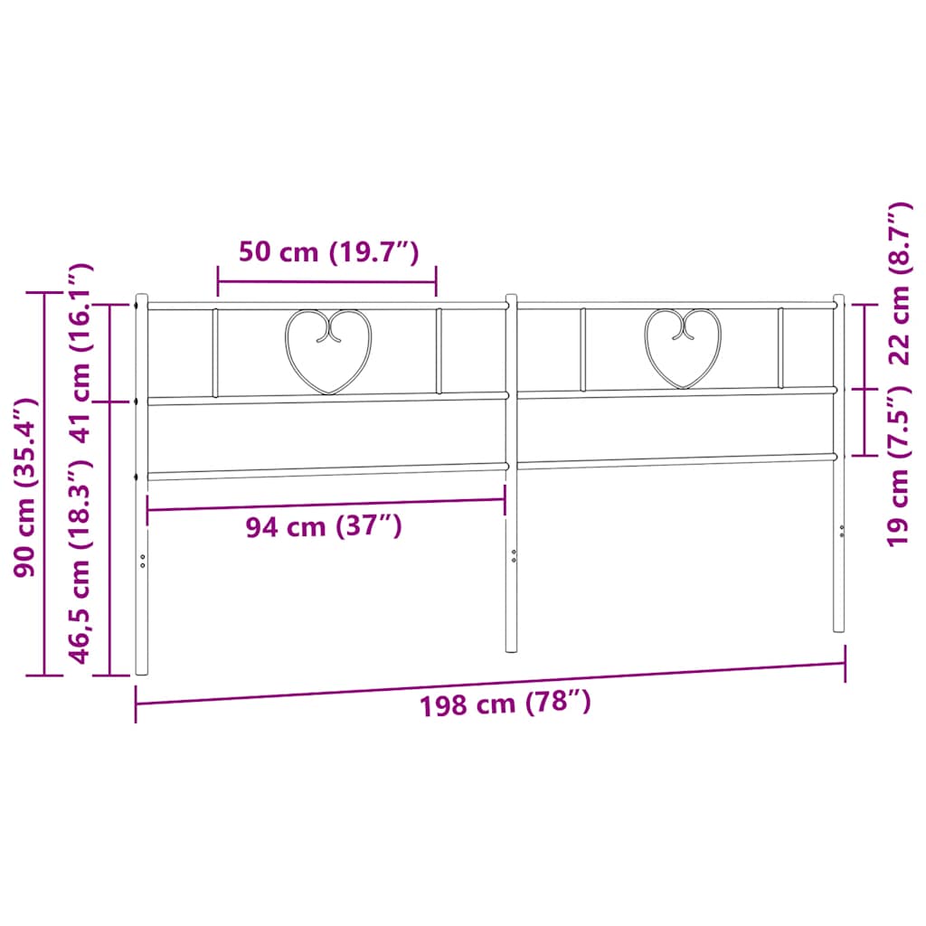 vidaXL Ανταλλακτικό κεφαλάρι Μαύρο 193 εκ. Μεταλλικό