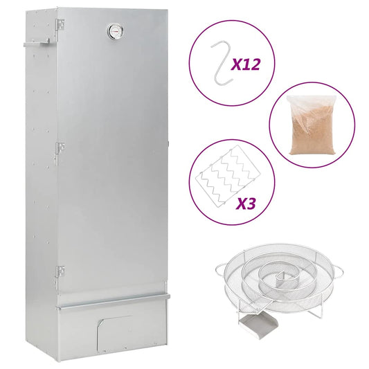 vidaXL Καπνιστήριο Μπάρμπεκιου με Σύστημα Κρύου Καπνού Γαλβαν. Χάλυβας